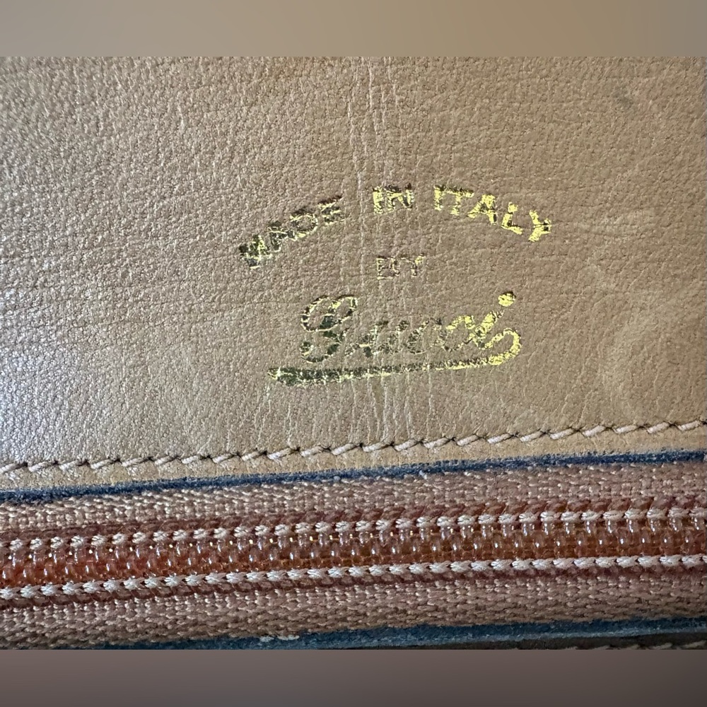 Vintage Gucci Blondie GG Canvas Shoulder Bag Tan Leather w/ Box Authentic - Picture 5 of 13